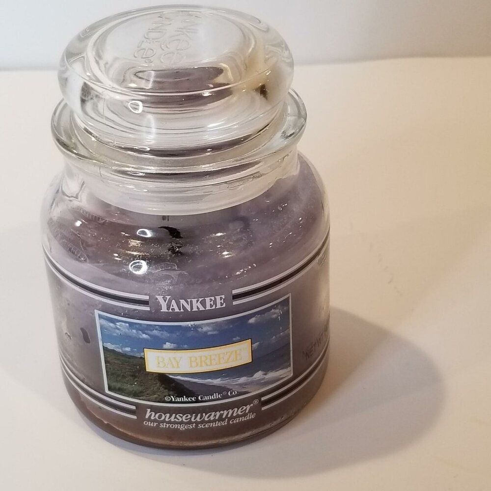 Vtg Yankee Candle Retired Black Band Bay Breeze Housewarmer 14.5 oz Jar Rare